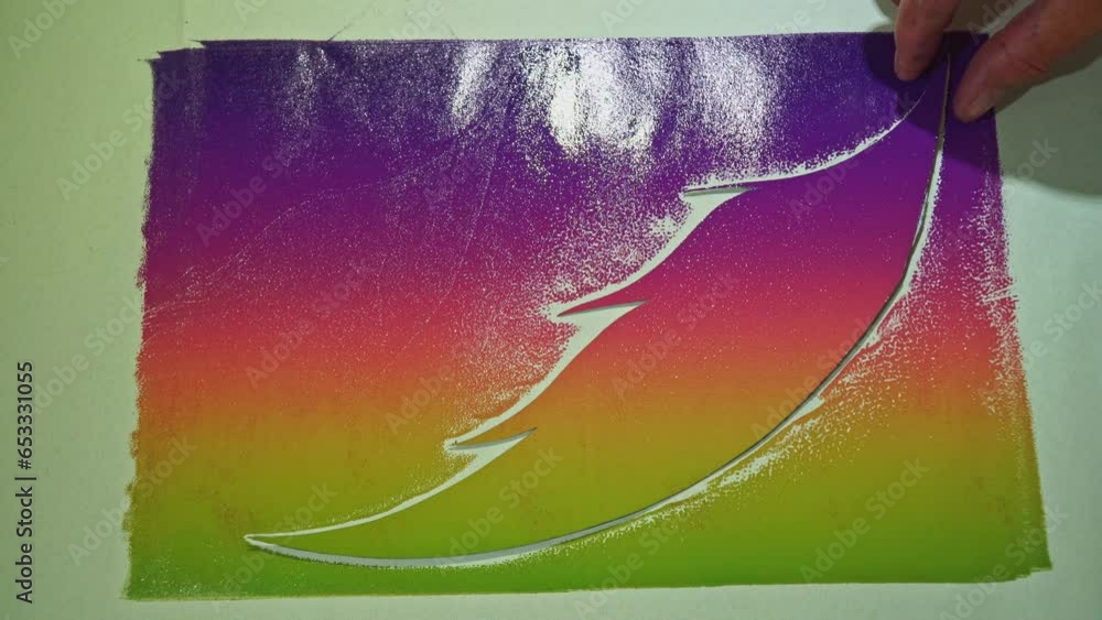 Poster .color combinations using a roller rolling technique..the combination of the colors of printing ink 