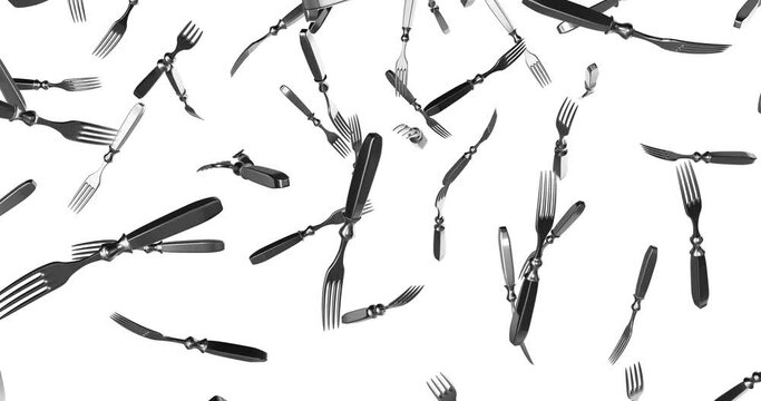 Forks falling slow motion animation