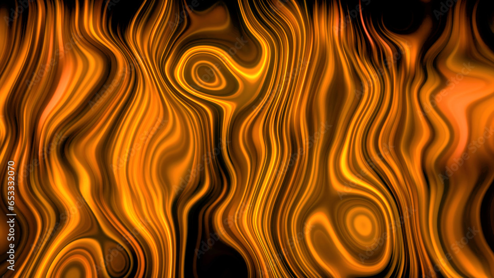 Poster Pulsating liquid pattern with lines. Motion. Pattern with curved circles and pulsating lines. Topographical pattern with bright pulsations of energy