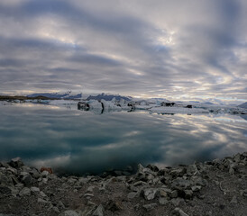Iceland. A melting glacier floats into the ocean.