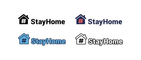 I stay at home. Coronavirus outbreak precaution. Warning advice in pandemic quarantine. Stay at home slogan with house and hastag inside icon. Vector illustration. Design