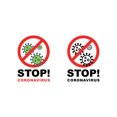 Stop coronavirus infographic sign. Fight agains corona virus with lockdown area. Lockdown pandemic stop novelcorona virus outbreak covid-19 icon. Vector illustration. Design