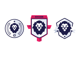 Flat Lion Emblem Soccer Team Vector Logo