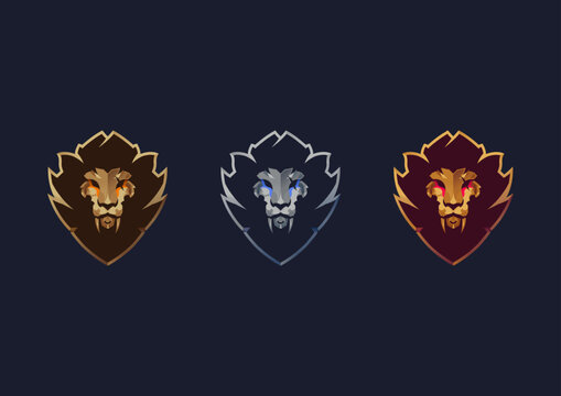 Bronze Silver Gold Metallic Lion Head Vector