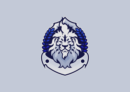 Flat Lion Emblem Soccer Team Vector Logo