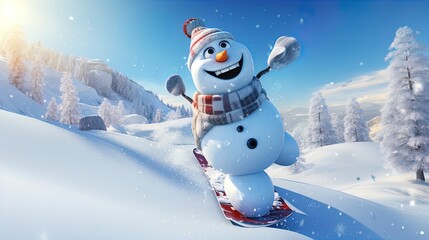 Obraz premium Snowy Escapades: Active Winter Vacation with Snowboarding, Skiing, and Relaxing Jacuzzi Moments in 8K created with generative ai technology