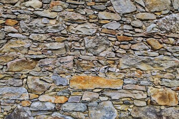 Stone wall on an old cottage, old wall