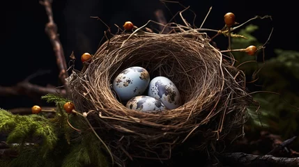 Deurstickers 卵のある鳥の巣 © Ukiuki-tsuguri