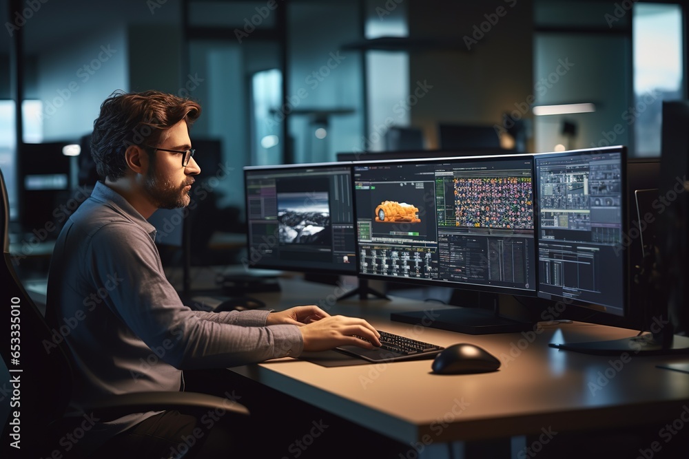 Poster An IT programmer working on a desktop computer