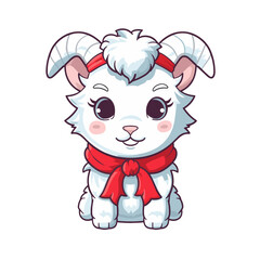 Vector clipart, christmas winter goat vector clipart, christmas winter drawing