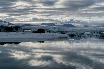 Iceland. A melting glacier floats into the ocean.