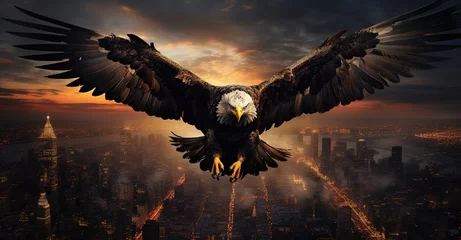 Gordijnen America flag, eagle and logo for poster, background or banner © Яна Деменишина