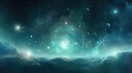 Naklejka na ściany i meble Space nebula panorama equirectangular. background with stars