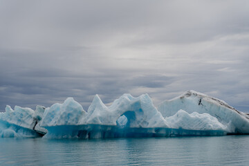 Iceland. A melting glacier floats into the ocean.