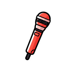 Lavalier microphone vector icon in minimalistic, black and red line work, japan web