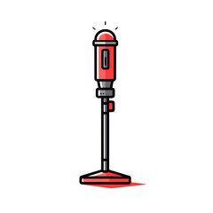 microphone stand vector icon in minimalistic, black and red line work, japan web