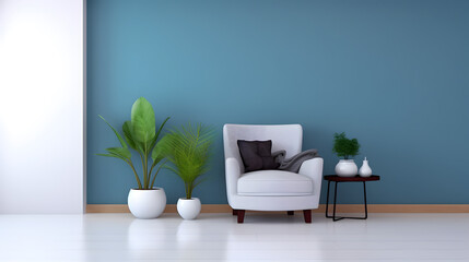 Interior home design. Minimalistic living room decoration.