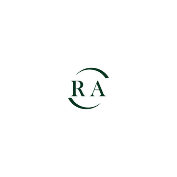 RA letter logo design . RA polygon, circle, triangle, hexagon, flat and simple style with black and white color variation letter logo set in one artboard. RA