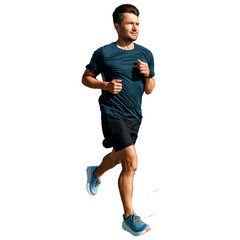 Running athlete male fitness active lifestyle. A confident strong man in full growth, motivation...