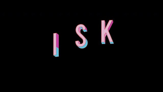 Bright letters jump merrily in the inscription ISK ISO code currency. Retro. Alpha channel black. Looped from frame 120 to 240, Alpha BW at the end