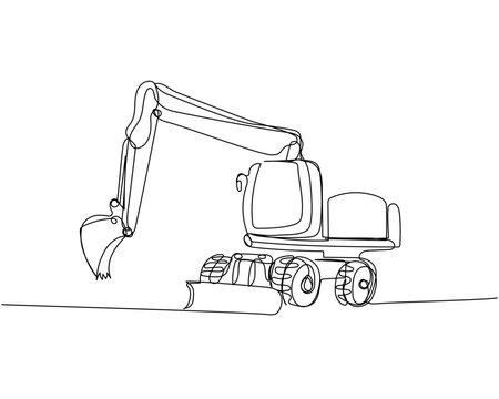 recommend clip art: Heavy Construction Equipment, Excavator, backhoe loader, crawler loader one line art. Continuous line drawing of repair, professional, hand, people, concept, support, maintenance.
