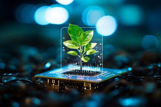 Picture generative AI concept saving of ecology technology science for the development of sustainability