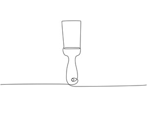 Small spatula for plaster one line art. Continuous line drawing of repair, professional, hand, people, concept, support, maintenance.