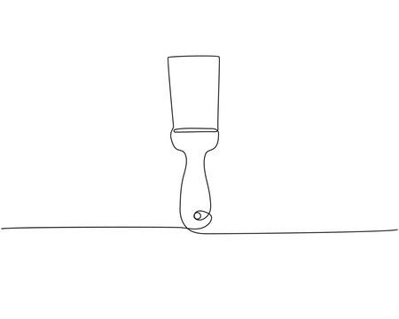 recommend clip art: Small spatula for plaster one line art. Continuous line drawing of repair, professional, hand, people, concept, support, maintenance.