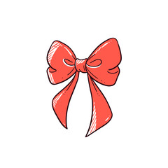 Ribbon bow vector icon in minimalistic, black and red line work, japan web