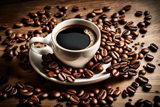 coffee beans and cup use HD HIGH QUALITY 8K 16K 2K IMAGE