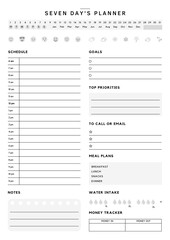 Digital Weekly Planner Template Sheet, Minimal and Simple Weekly Planner Template