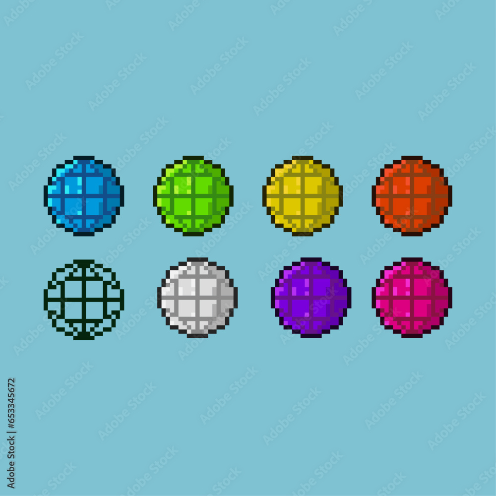 Leinwandbilder pixel art sets of domain website with variation color item asset simple bits of world wide web icon 