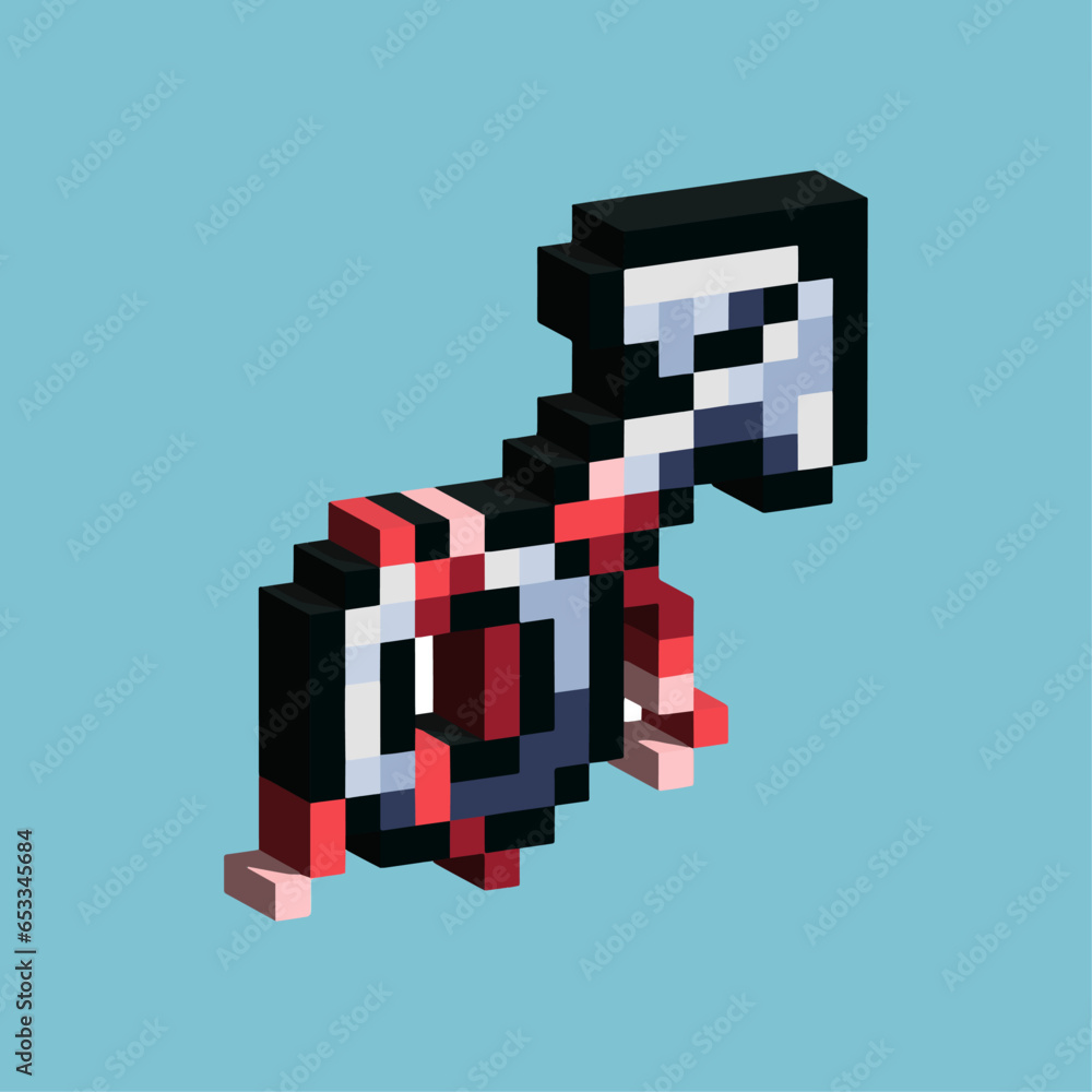Poster isometric pixel art 3d of ninja sword for items asset. ninja dagger throwing weapons pixelated style