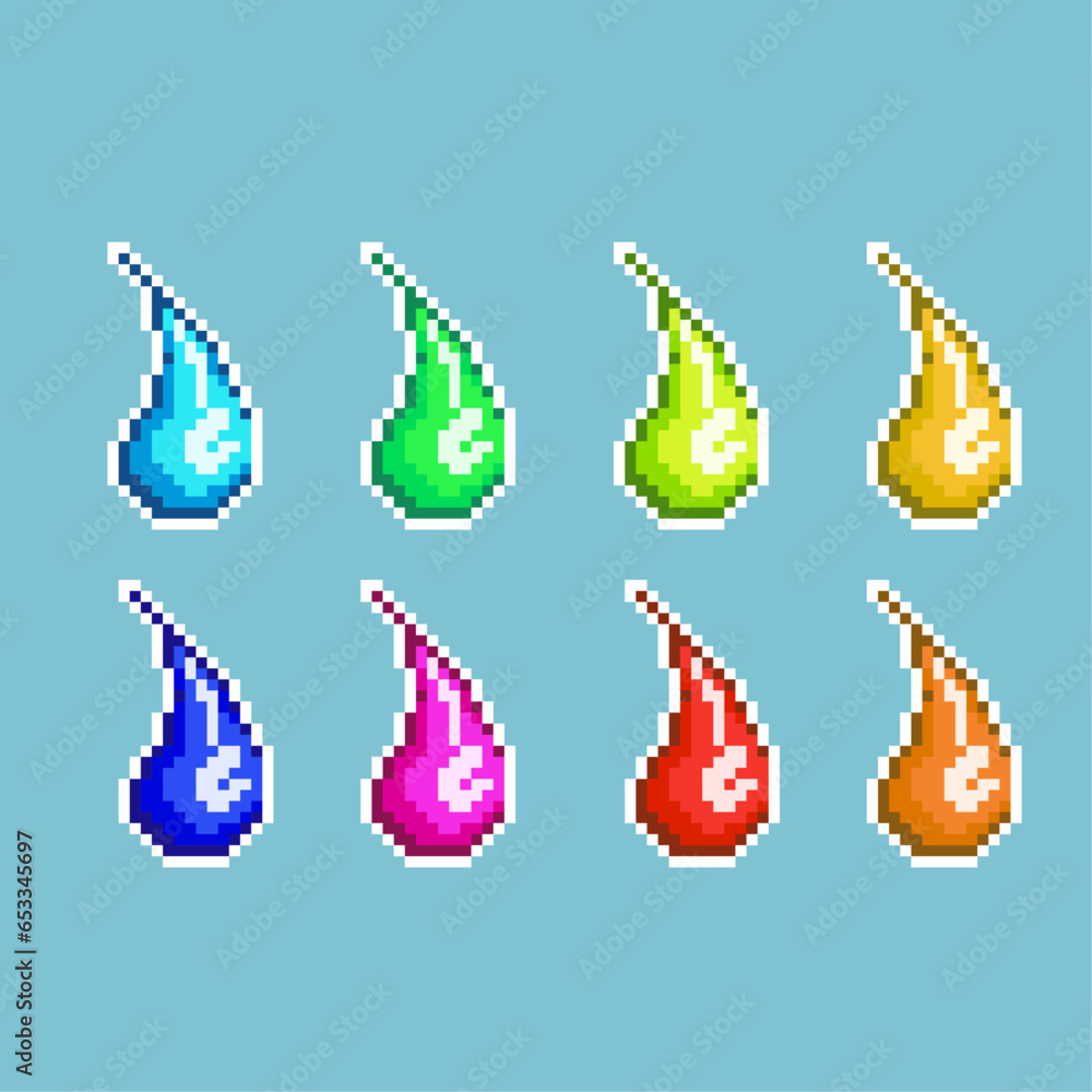 Fototapete pixel art sets water item loots of with variation color item asset simple bits of water on pixelated