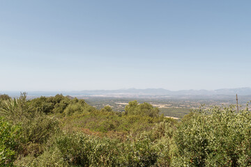 Landscape of Mallorca island from Santuario de Cura, Algaida, Mallorca, Spain