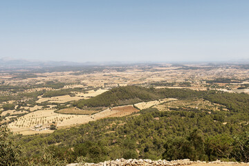 Fototapeta na wymiar Landscape of Mallorca island from Santuario de Cura, Algaida, Mallorca, Spain