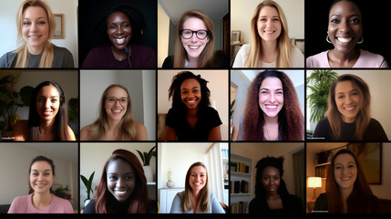 photos of people in group classes, video conference