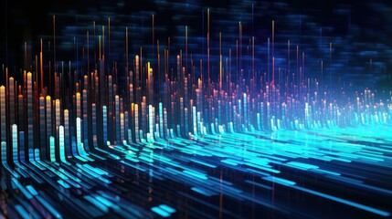 business futuristic data stream illustration technology digital, tech 3d, dynamic analysis business futuristic data stream