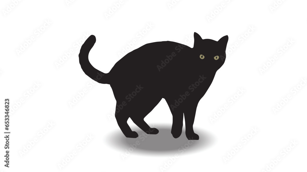 Poster vector design of black cat standing with sharp gaze