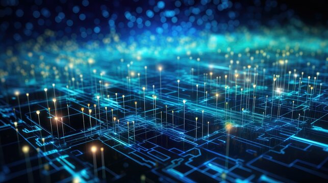 network digital data flow illustration information ai, system business, artificial intelligence network digital data flow