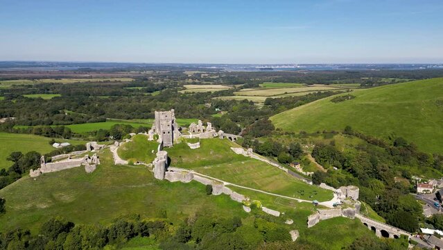 Corfe Castle ruins in Dorset