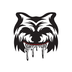 Bulldog wild animal head mascot logo illustration vector, dog head with blood