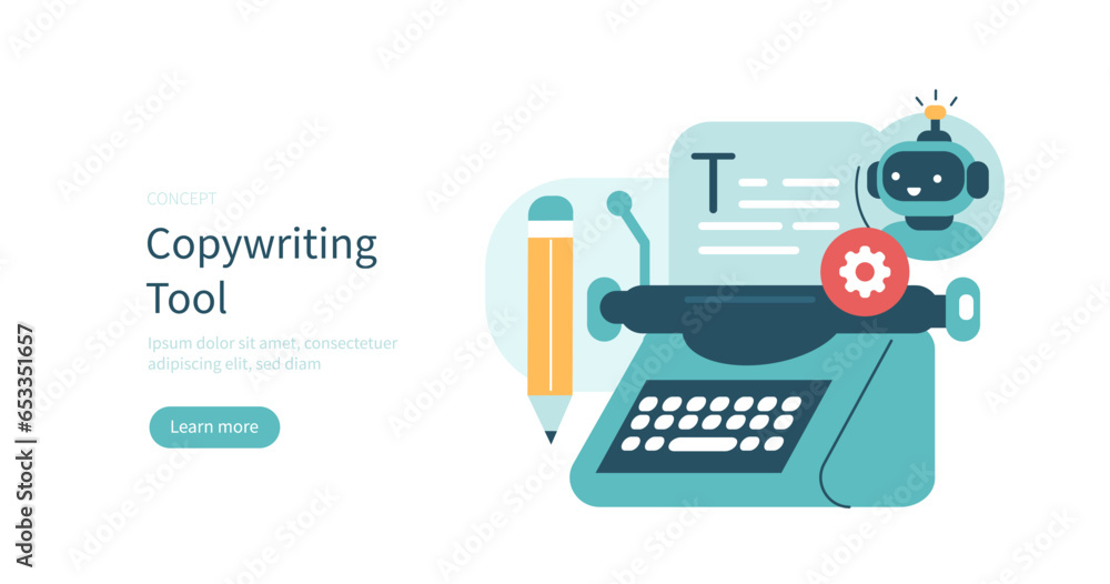 Poster copywriting concept. chat bot made with neural network technology writing text as copywriting assist