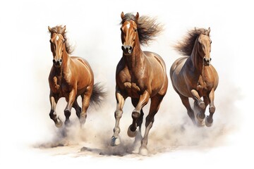three galloping horses