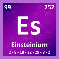 Modern periodic table element Einsteinium illustration