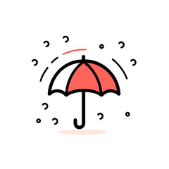 Rain vector icon in minimalistic, black and red line work, japan web