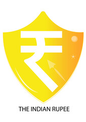 Indian Rupee with shield background