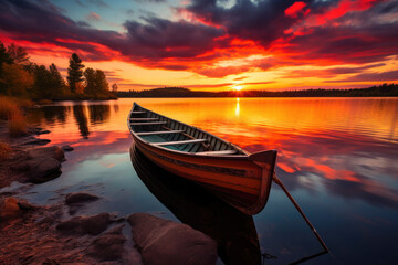 Sunset Dreams: Boat Drifting on Calm Waters