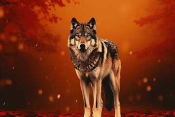 Enigmatic Wolf Portrait in Dark Woods