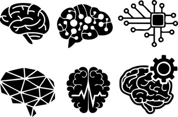 Gyrus brain icons. Neurological intellectual smart learning icons. Modern new Neurology brainstorm concept images in high resolution on white background. - obrazy, fototapety, plakaty